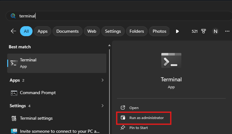 Search Bar Terminal Admin